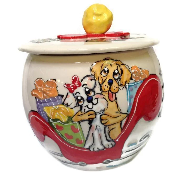 Maltese 2 Dog Treat Jar