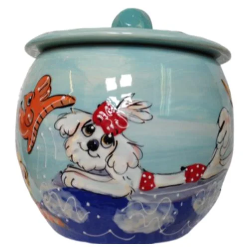 Maltese 3 Dog Treat Jar