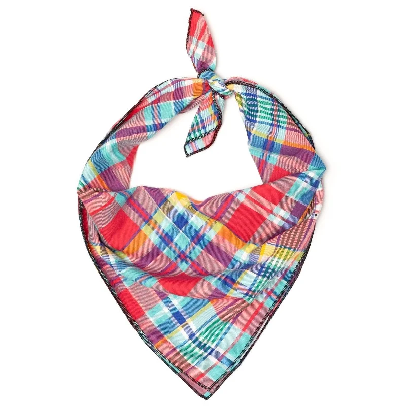 Coral Multi Plaid Dog Bandana