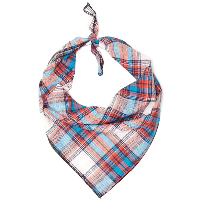 Cornflower Blue/Red Plaid Dog Bandana