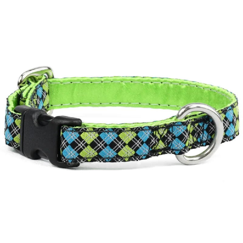 Argyle Turquoise And Green 5/8" Dog Collar