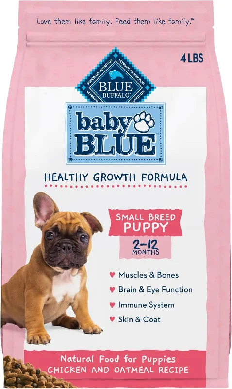 Blue Buffalo Baby BLUE Small Breed Puppy Chicken & Oatmeal Recipe Dry Dog Food, 4-lb bag