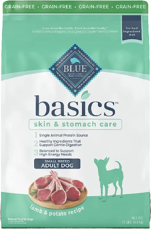 Blue Buffalo Basics Skin & Stomach Care Grain-Free Formula Lamb & Potato Recipe Small Breed Adult Dry Dog Food, 11-lb bag