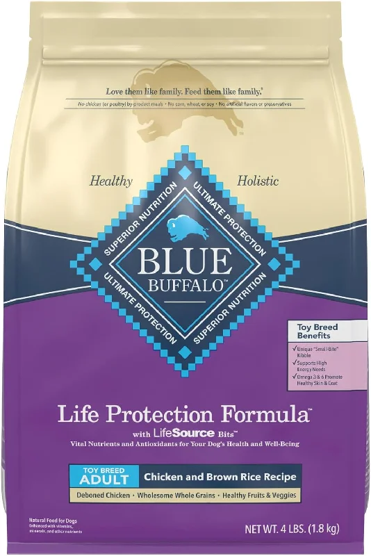 Blue Buffalo Life Protection Formula Toy Breed Adult Chicken & Brown Rice Recipe Dry Dog Food, 4-lb bag