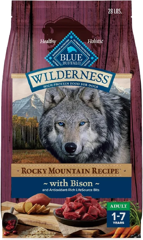 Blue Buffalo Wilderness Rocky Mountain Recipe Adult High-Protein Wholesome Grains & Bison Dry Dog Food, 28-lb bag