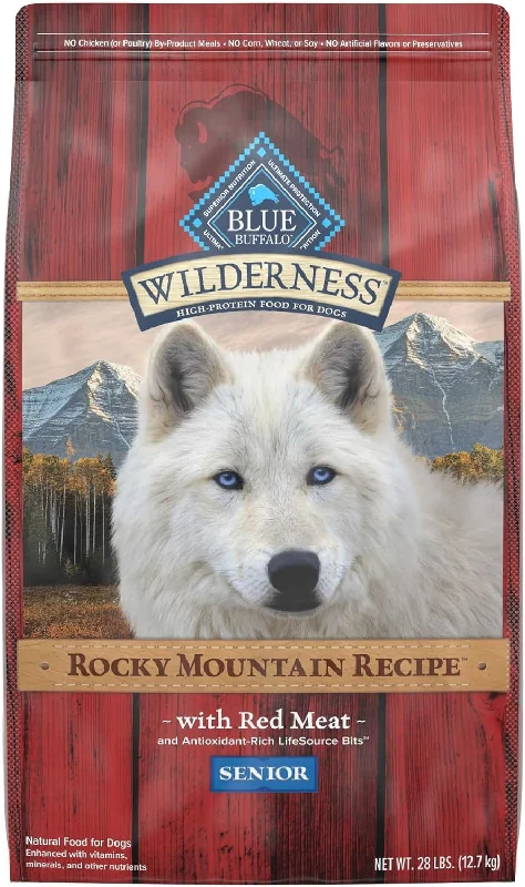 Blue Buffalo Wilderness Rocky Mountain Recipe Senior High Protein Natural Red Meat & Grain Dry Dog Food, 28-lb bag