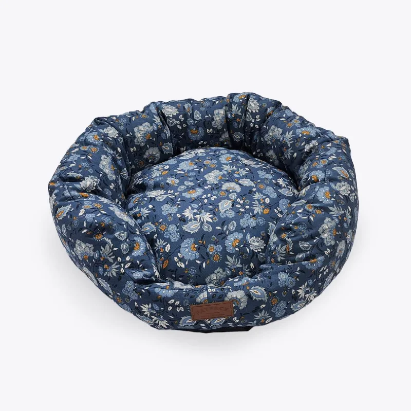 FatFace | Dog Bed | Deluxe Blue Floral Round