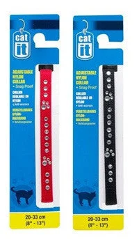 Catit Buckle Nylon Cat Collar with Rhinestones; Available in 2 colours