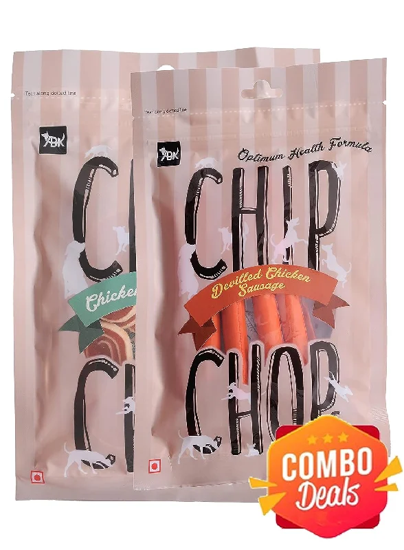 Chip Chops Dog Treats Available in Different Flavors in Combo Packs (Chicken and Codfish Rolls and Devilled Chicken Sausage)