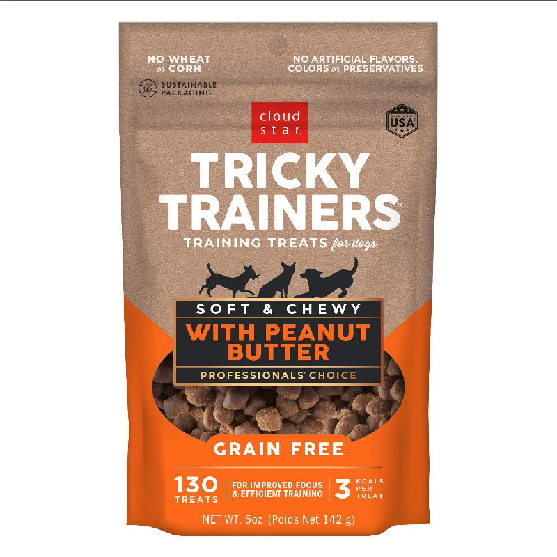 Cloud Star Tricky Trainers, Soft & Chewy, Grain Free Dog Treats, Peanut Butter