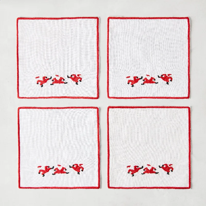 Embroidered Santa Coaster, Set of 4