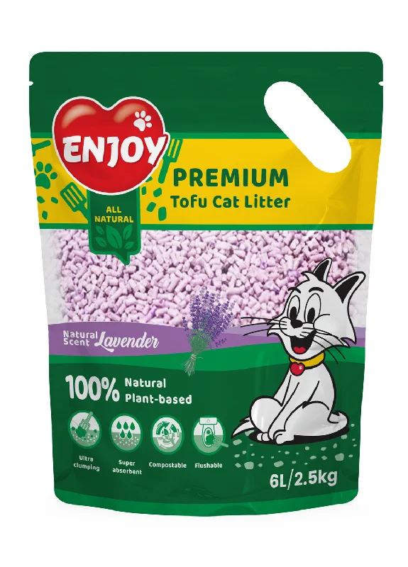 ENJOY TOFU Lavander, grudajući biljni sojin pijesak za mačke, mirisni, 2,5kg