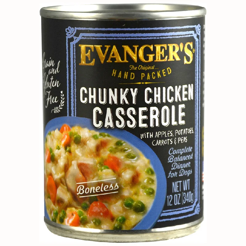 Evanger's Grain-Free Hand Packed Chunky Chicken Casserole Dinner Canned Dog Food, 12 x 12 oz cans