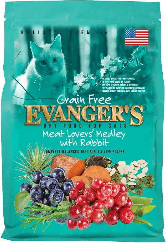 Evanger's Grain-Free Meat Lover's Medley with Rabbit Dry Cat Food, 4.4-lb bag