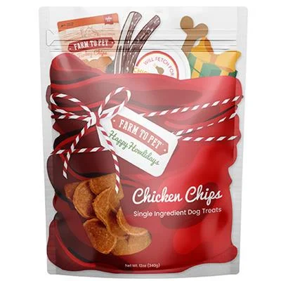 Farm to Pet Holiday Single Ingredient Chicken Chips 12oz Stocking Bag