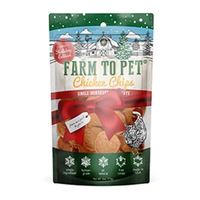 Farm to Pet Holiday Single Ingredient Chicken Chips 4oz Green Bag