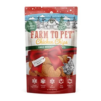 Farm to Pet Holiday Single Ingredient Chicken Chips 4oz Red Bag