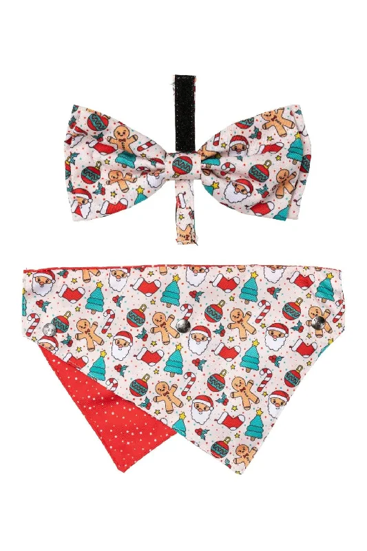 FuzzYard Tinsel Time Holiday Bandana Collar Set