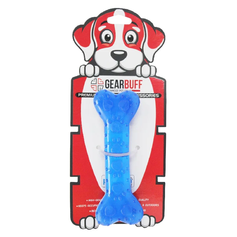 Gearbuff Paw Printed transparent bone toy,Small, Blue