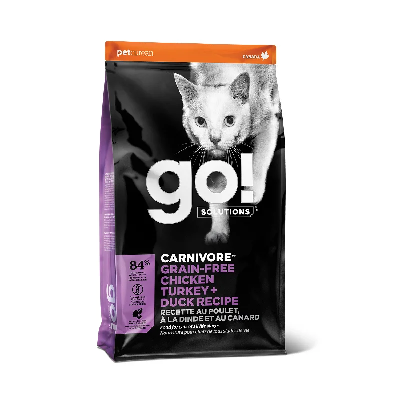 Go! Solution Carnivore Grain Free Chicken Turkey + Duck Recipe Cat Dry Food