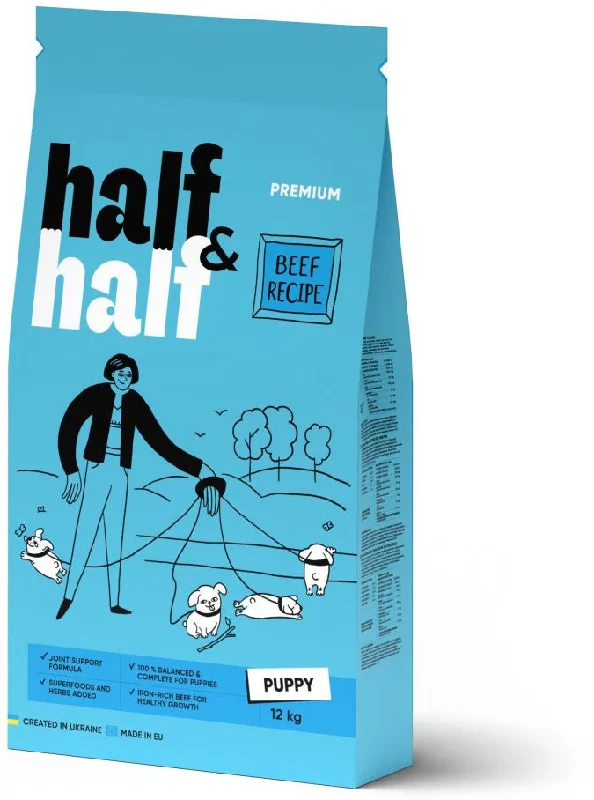 HALF&HALF Hrană uscată PUPPY, pentru căţei de toate rasele, cu Vită