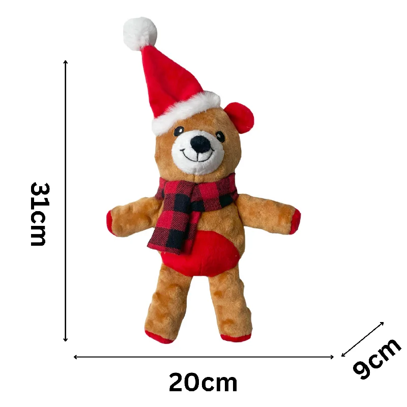 Cuddly Festive Bear | Christmas Soft Teddy Dog Toy by Happy Pet