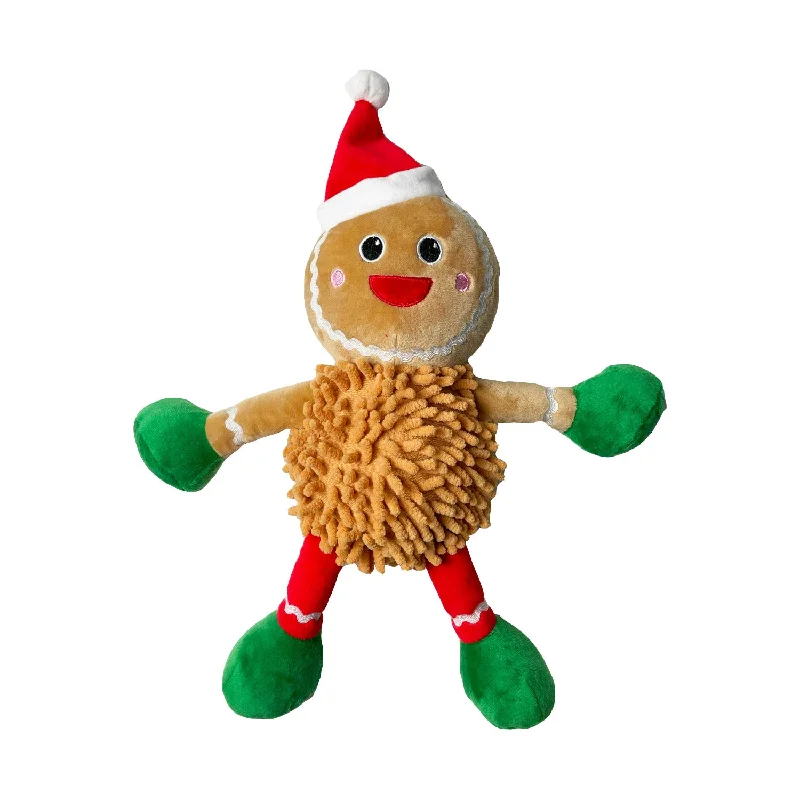 Noodle Gingerbread Man | Christmas Soft Dog Toy by Happy Pet