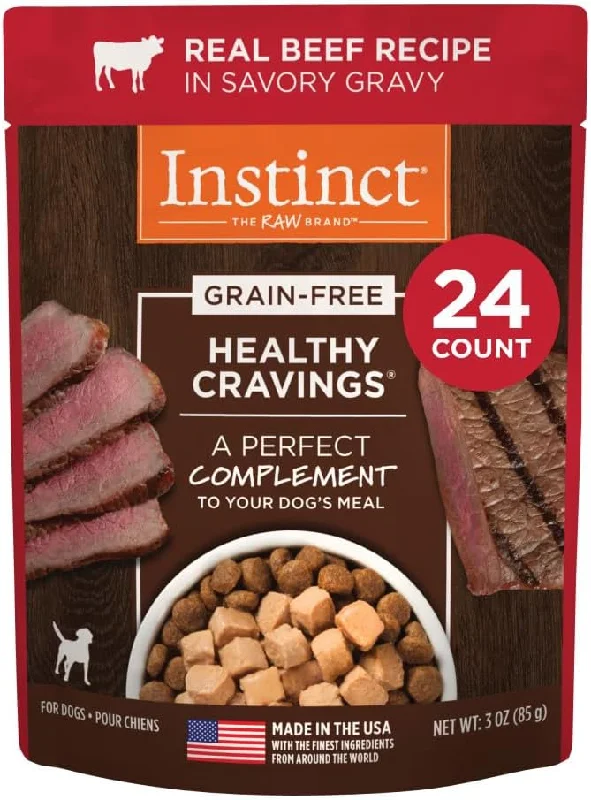 Instinct Healthy Cravings Real Beef Recipe in Savory Gravy Grain-Free Wet Dog Food Topper, 3 Oz (Pack of 24)