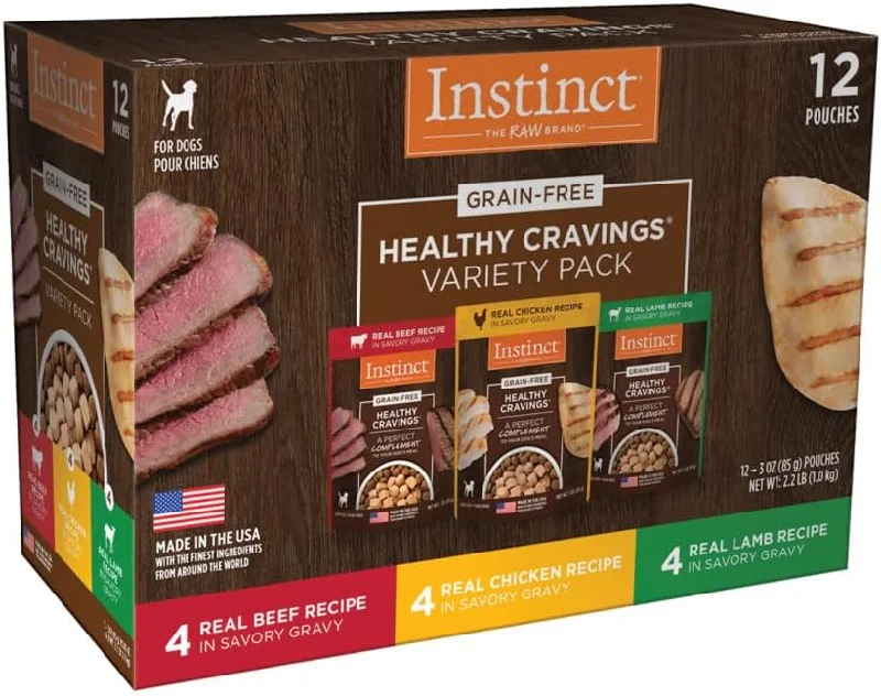 Instinct Healthy Cravings Variety Pack Grain-Free Wet Dog Food Topper, 3-oz pouch, case of 12