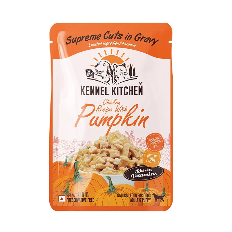 Kennel Kitchen Puppy Supreme Cuts in Gravy Chicken with Pumpkin Wet Dog Food, 100 g