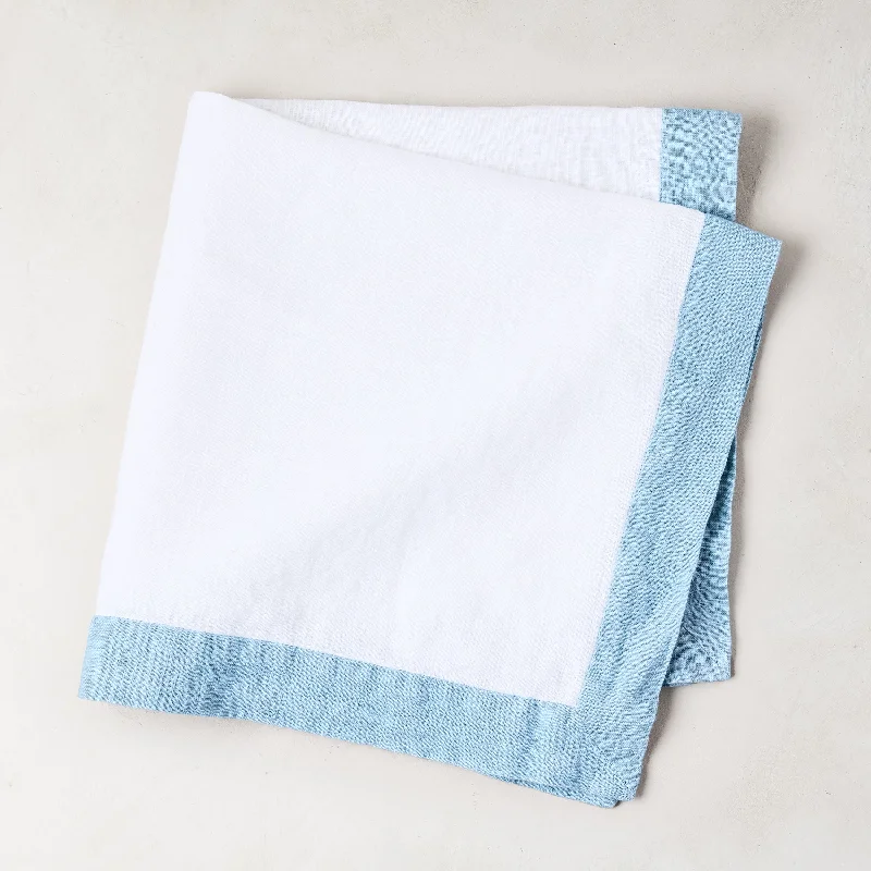 Linen Cloudy Blue Border Napkin