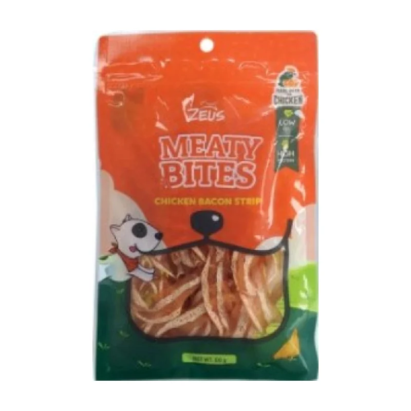 Zeus, Meaty Bites Chicken Bacon Strip, 60g