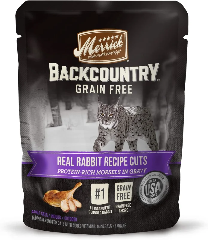 Merrick Backcountry Grain-Free Morsels in Gravy Real Rabbit Recipe Cuts Cat Food Pouches