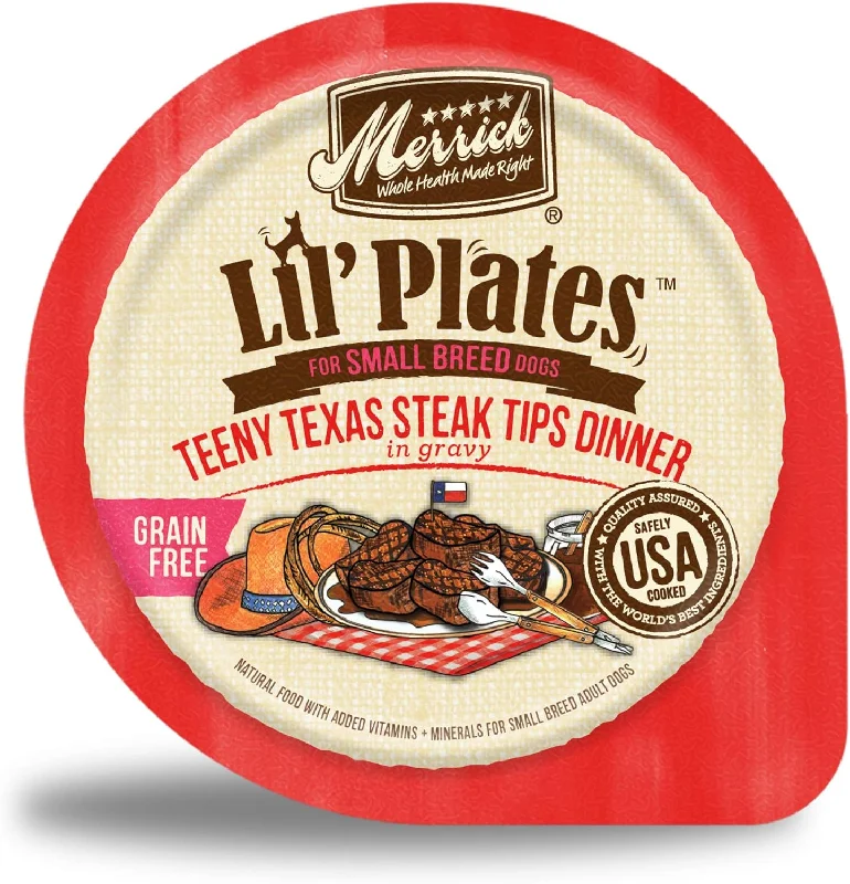 Merrick Lil' Plates Grain-Free Small Breed Wet Dog Food Teeny Texas Steak Tips Dinner