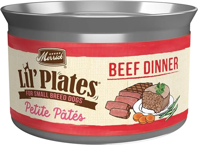 Merrick Lil Plates Petite Pates Adult Grain-Free Beef Dinner Wet Dog Food 3-oz can, case of 24