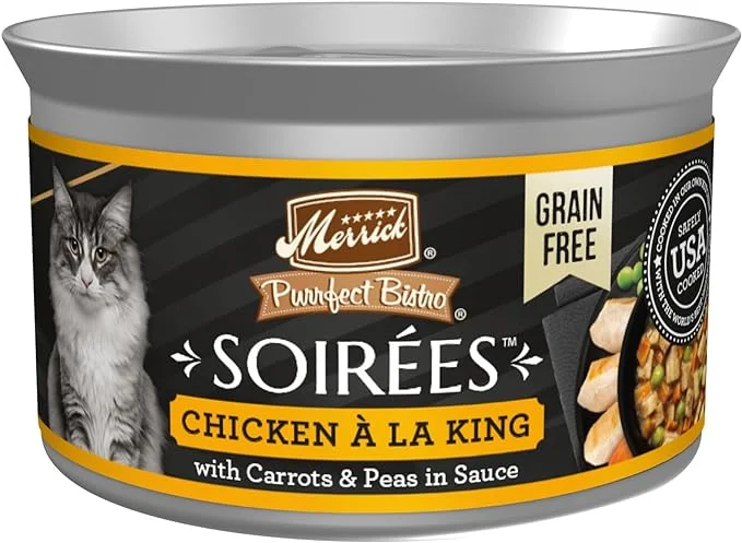 Merrick Purrfect Bistro Soirees Chicken a la King Chunky Gravy Grain-Free Wet Cat Food, 2.75-oz can, case of 24