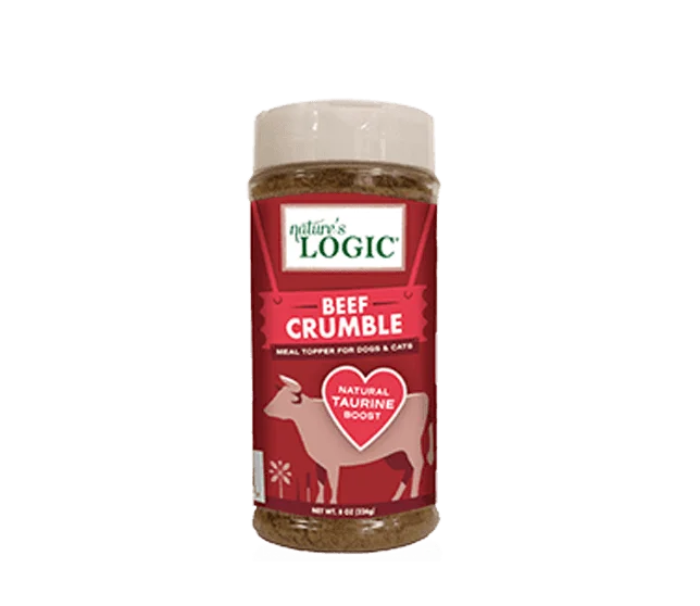 Nature's Logic Beef Crumble Dry Dog & Cat Food Topper, 8-oz bottle