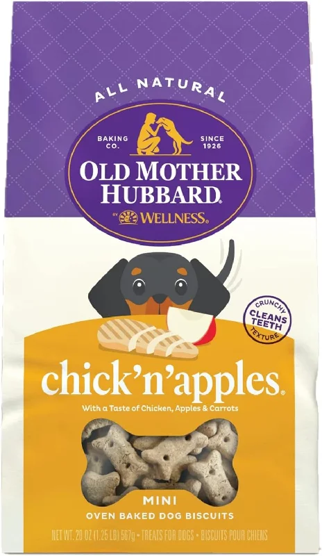 Old Mother Hubbard by Wellness Classic Chick'N'Apples Natural Mini Oven-Baked Biscuits Dog Treats, 20-oz bag