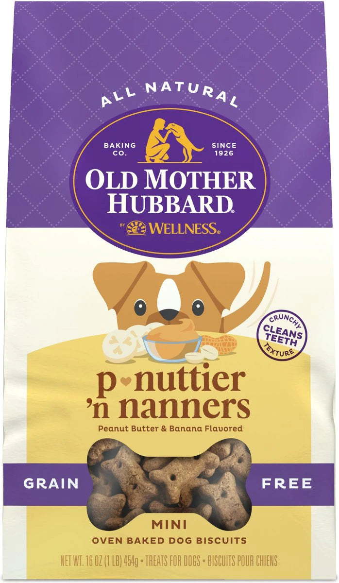 Old Mother Hubbard by Wellness Classic P-Nuttier 'N Nanners Grain-Free Mini Oven-Baked Biscuits Dog Treats