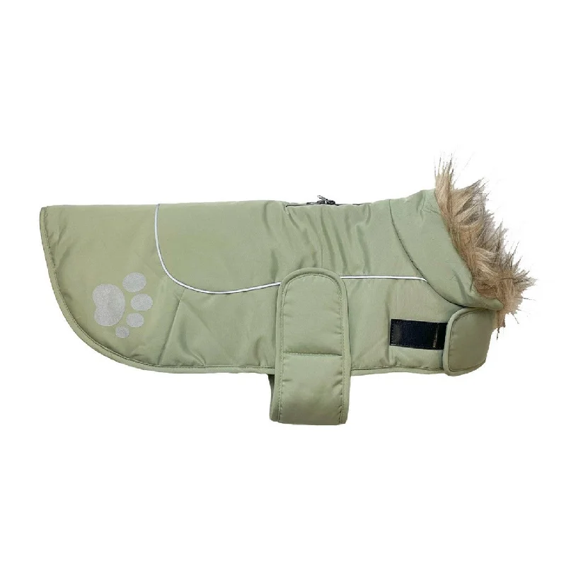 Happy Pet | Dog Coat | Sage Green Paw Print Jacket