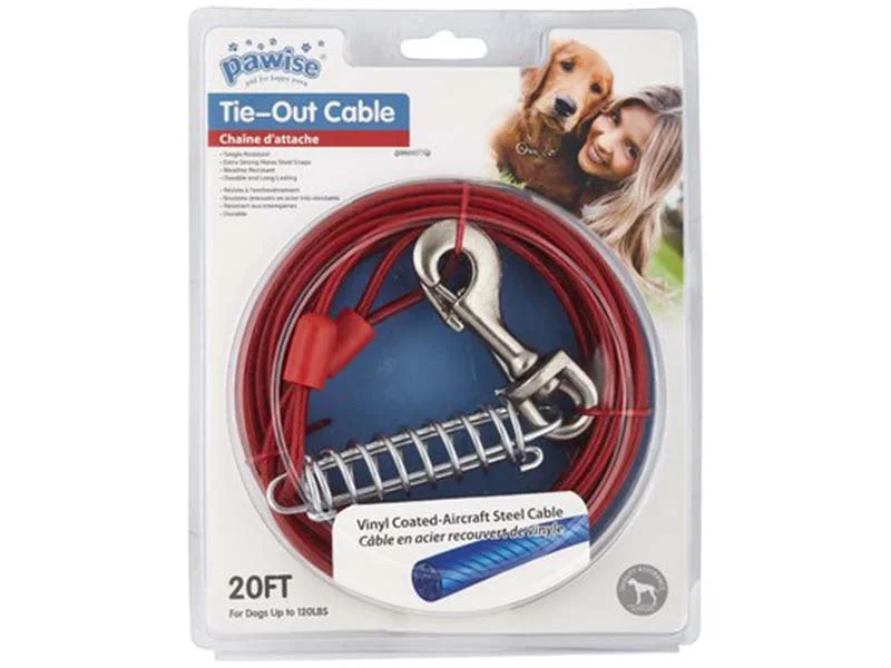 Pawise | Heavy Duty Tie Out Cable - 20ft Long - For Dogs Up To 120lbs (55kg)