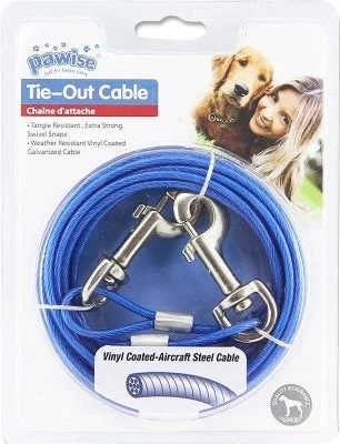 Pawise | Standard Duty Tie Out Cable - 15ft Long - For Dogs Up To 60lbs (25kg)