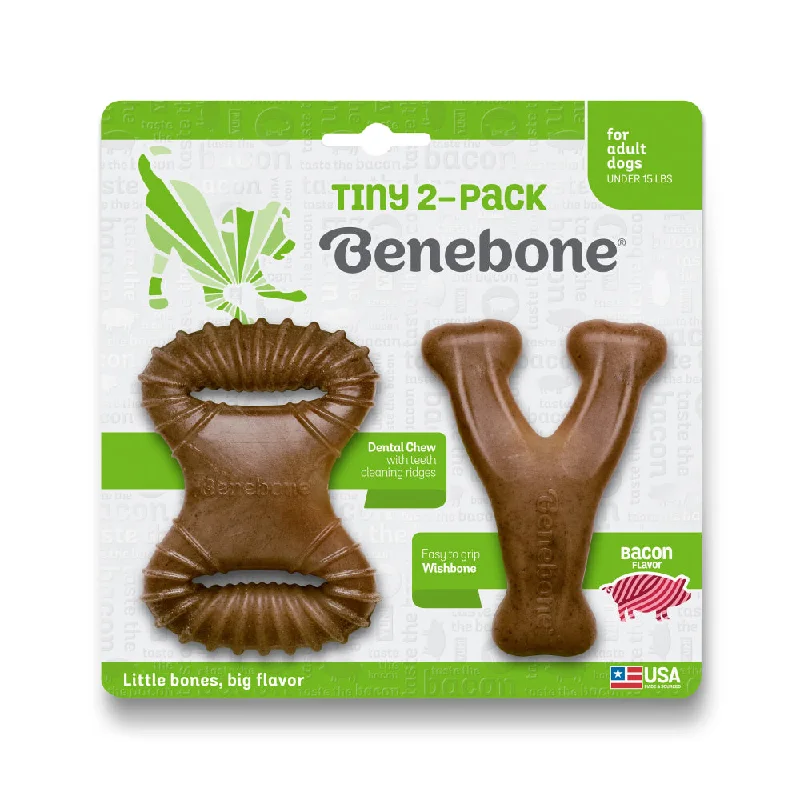 Benebone 2-Pack Dental Chew/Wishbone Bacon Tiny Toy for Dog