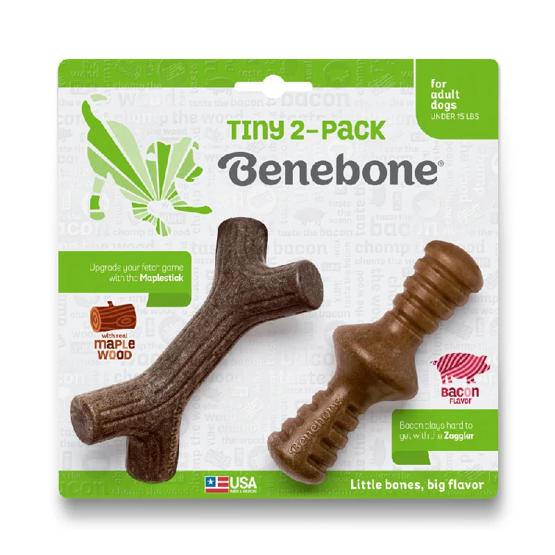 Benebone 2-Pack Maplestick/Zaggler Bacon Tiny Toy for Dog