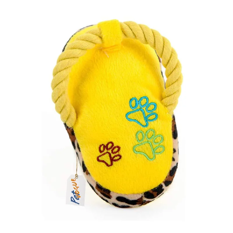 PetVogue, Slipper Shaped  Squeaky Bite-Resistant Chew Toy for S/M Cat, Yellow