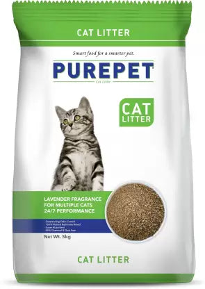 purepet Lavender Fragrance Cat Litter(For Multiple Cat) - 5kg Pet Litter Tray Refill