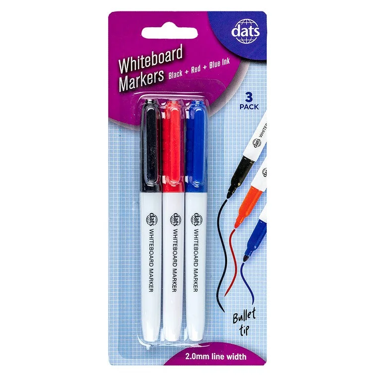 Whiteboard Markers, Mixed, 3pk