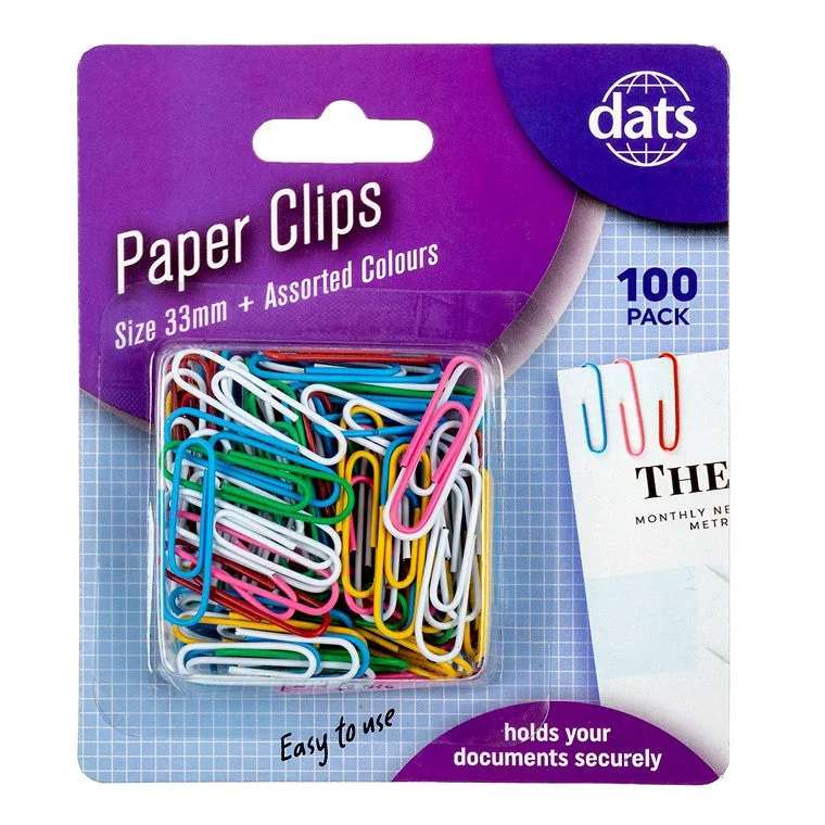 Paper Clips, 33mm, Mixed, 100pk