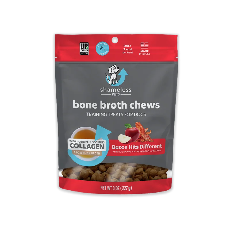 Shameless Pets Bacon Hits Different Bone Broth Chews Training Treats for Dogs