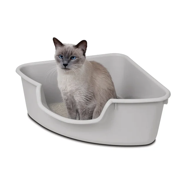 SMART CAT Corner Litter Box, Grey